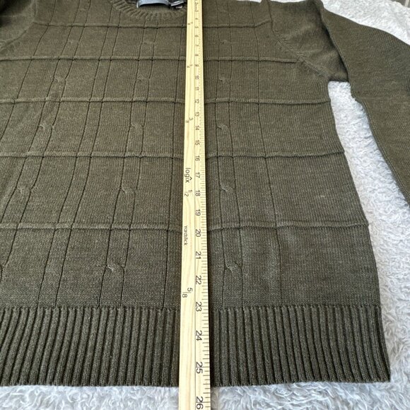 Oscar De La Renta Sweater Men’s L Green Vtg Light Cable Knit - Picture 5 of 11